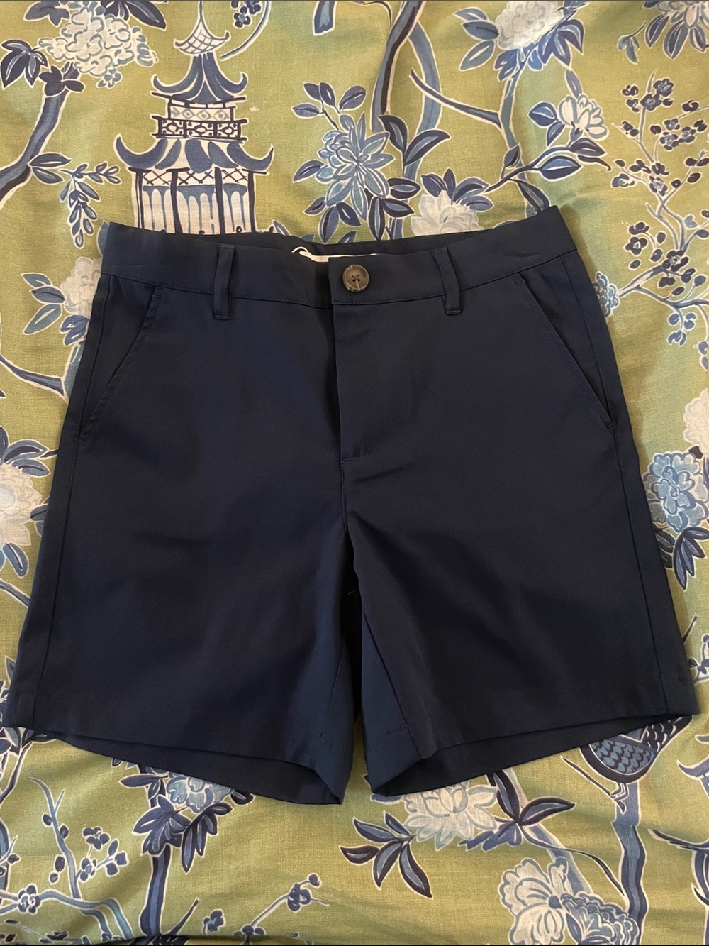 The Beaufort Bonnet Company Navy Flat-Front Chino Shorts